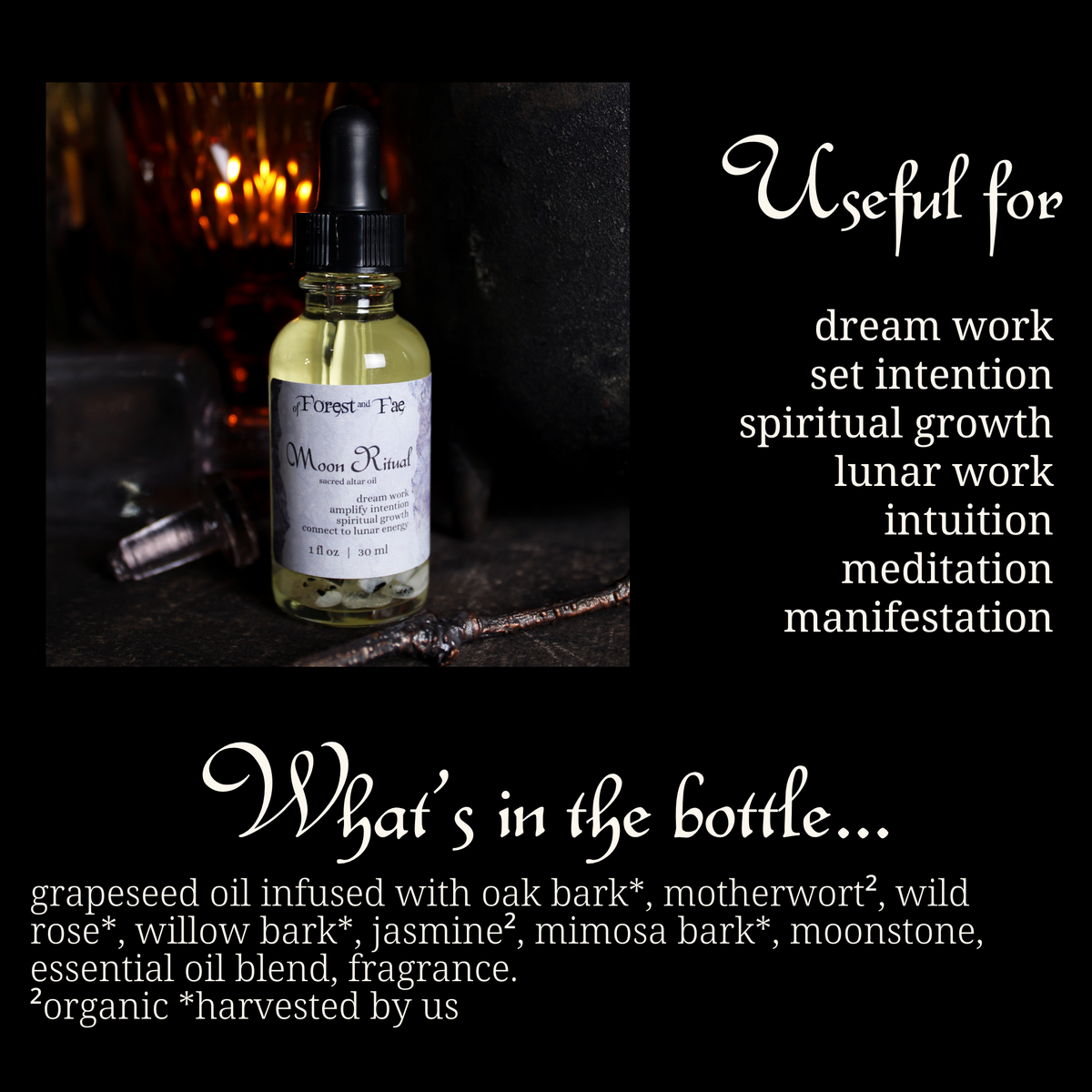 Moon Ritual • Sacred Altar Oil for Manifestation  Dream Work