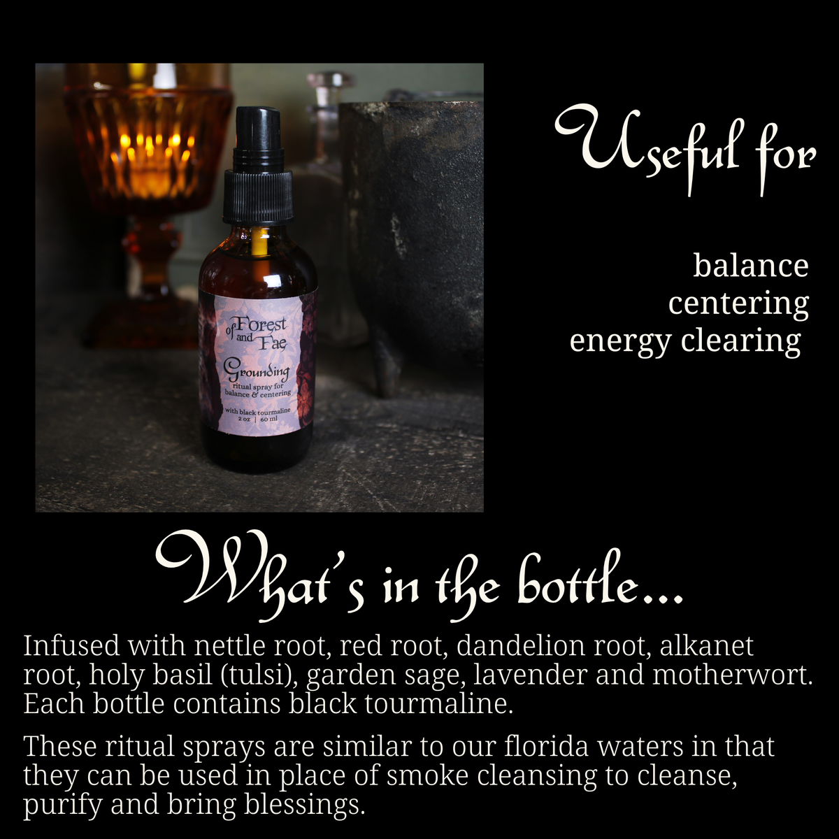 Grounding Ritual Spray • Crystal Infused • Witchcraft