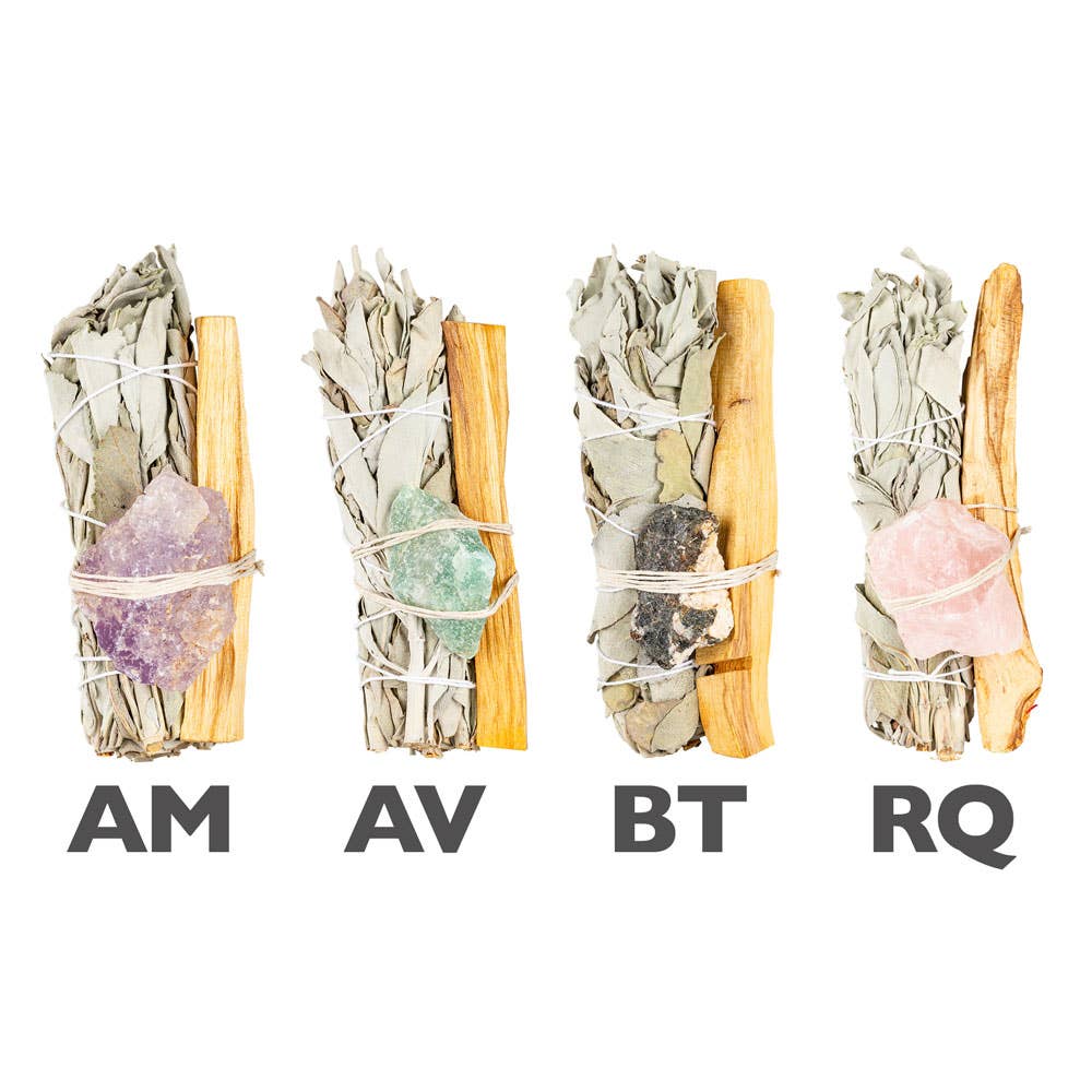 Sage Bundle W/ Gemstone And Palo Santo: Black Tourmaline