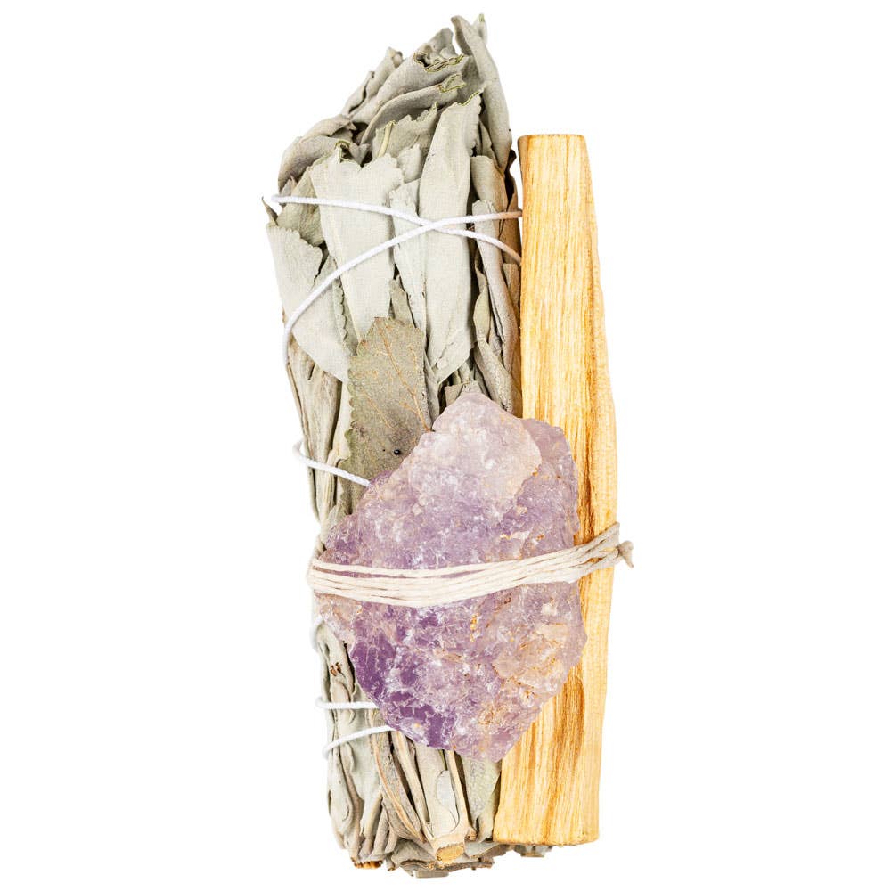 Sage Bundle W/ Gemstone And Palo Santo: Black Tourmaline