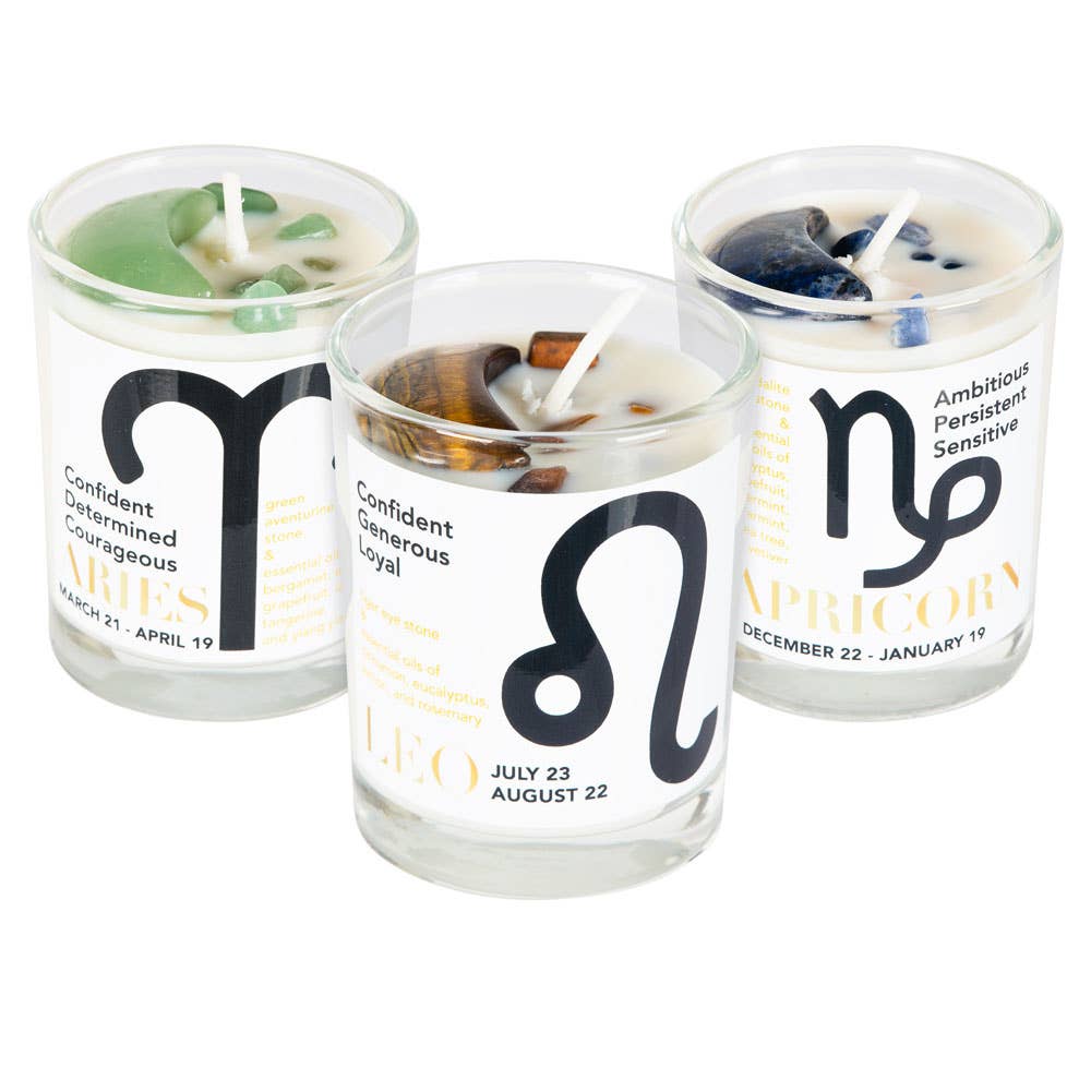 SMALL ZODIAC CANDLES: VIRGO (RED JASPER)