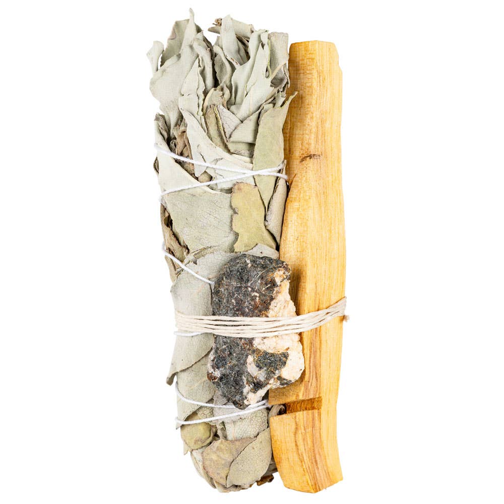 Sage Bundle W/ Gemstone And Palo Santo: Black Tourmaline